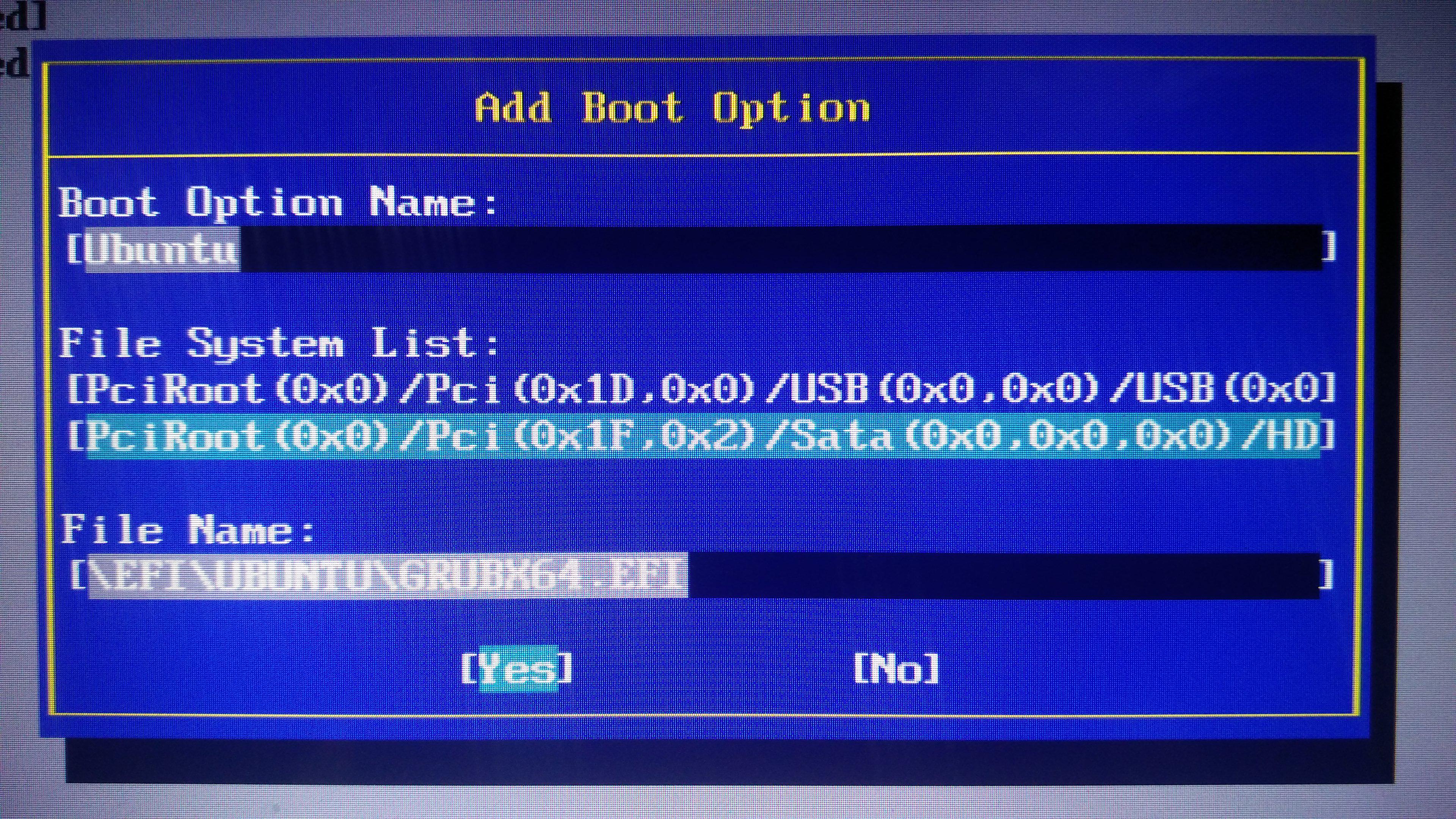 Ubuntu BIOS Boot Options